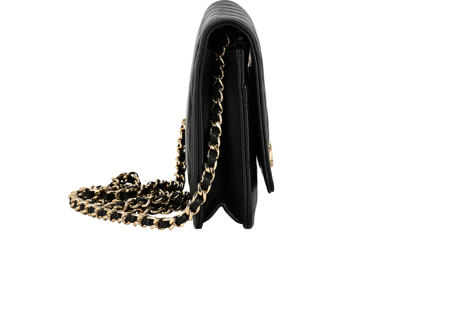 Boy Wallet On Chain, &pound;1,800, Handbags, Black, Lambskin Leather, Side view